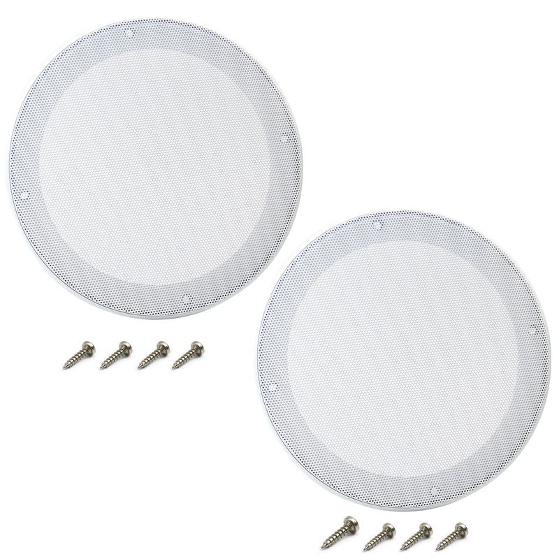 Fielect 2Pcs 6.5" Speaker Grill Covers White SubWoofer Grill Cover Guard Protector Speaker Grills Mesh Round Speaker Grille Woofer Car Speaker Grills Cover with 8 Screws - Image 1